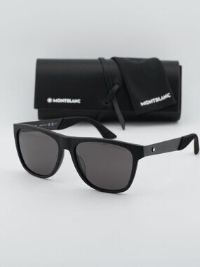 Montblanc MB0298S 001 Square Sunglasses - Black / Grey